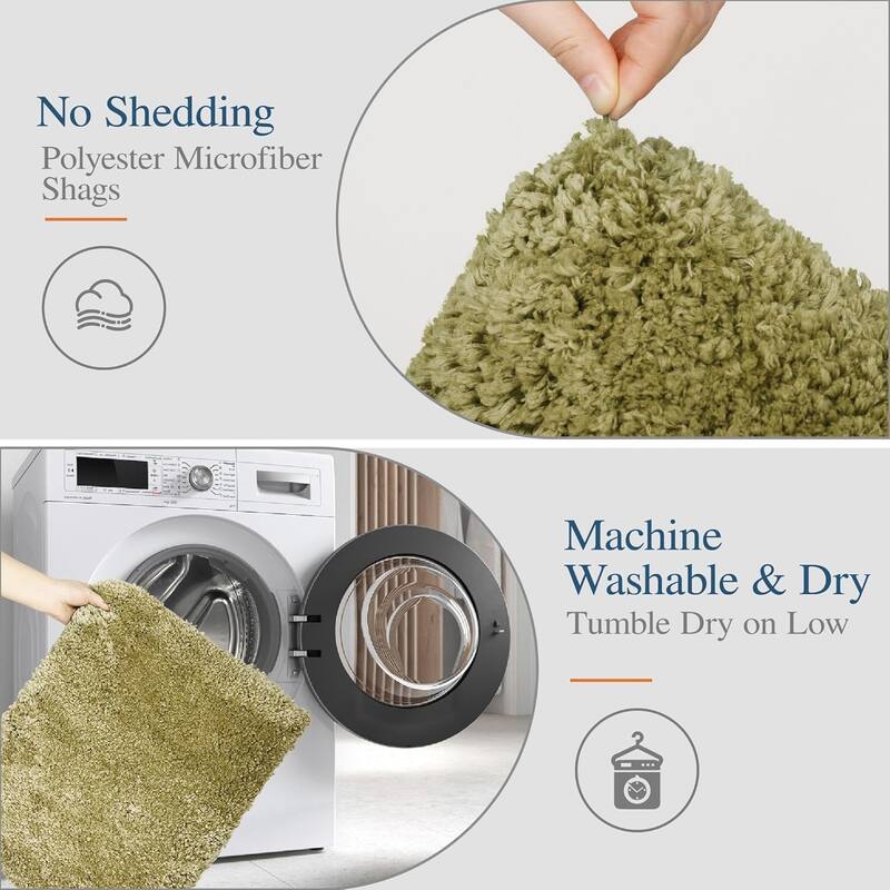 Bathroom Rug Non Slip Bath Mat for Bathroom, Water Absorbent Soft Microfiber Shaggy Bathroom Mat Machine Washable Bath Rug
