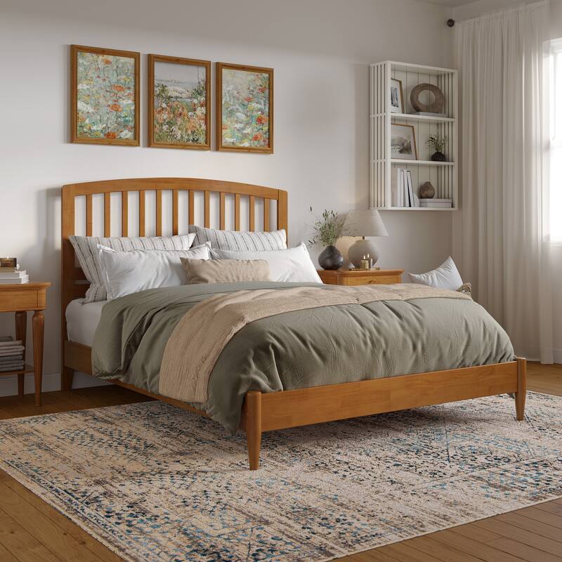 Quincy Solid Wood Low Profile Platform Bed - Light Toffee - Queen