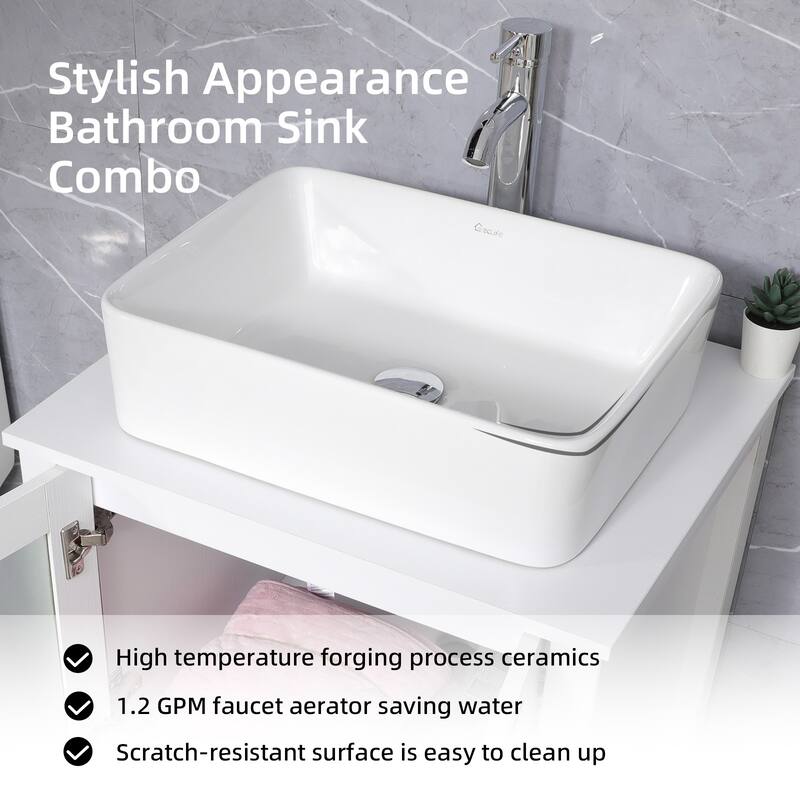 48" Bathroom Vanity Set Vessel Sink Mirror Faucet W/ Small Cabinet Combo