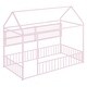 preview thumbnail 27 of 25, Twin Size Metal Bed House Bed Frame with Fence and Shelves, Black