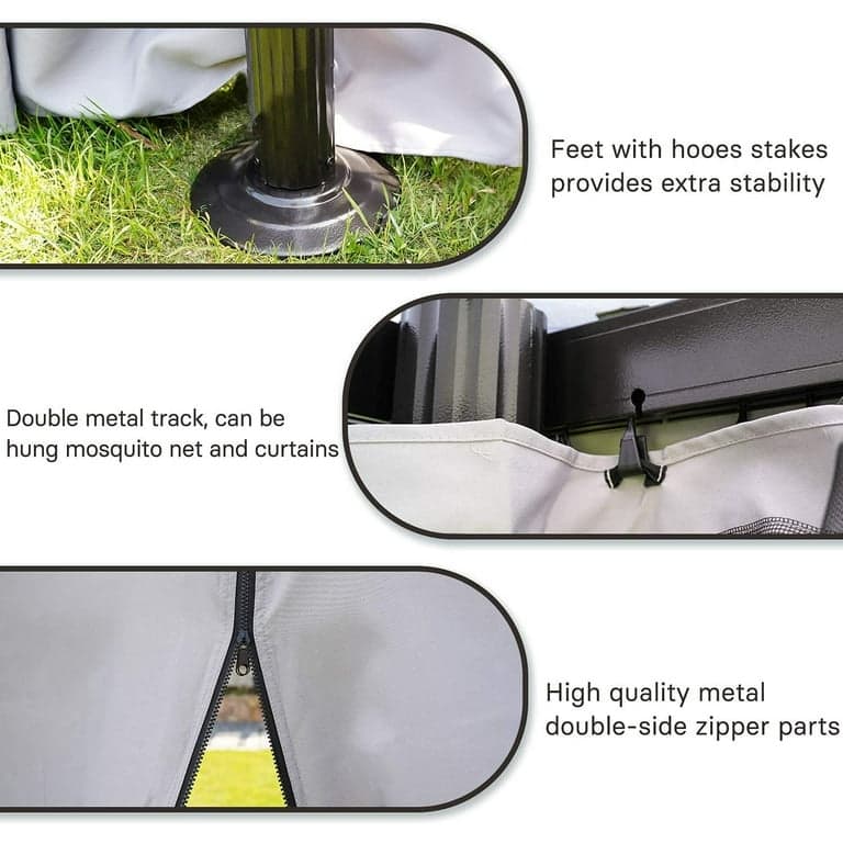 10x13 Ft Patio Gazebo,Outdoor Gazebo Canopy with Mosquito Netting and Curtains,Sturdy Straight Leg Tent Soft Top Gazebo