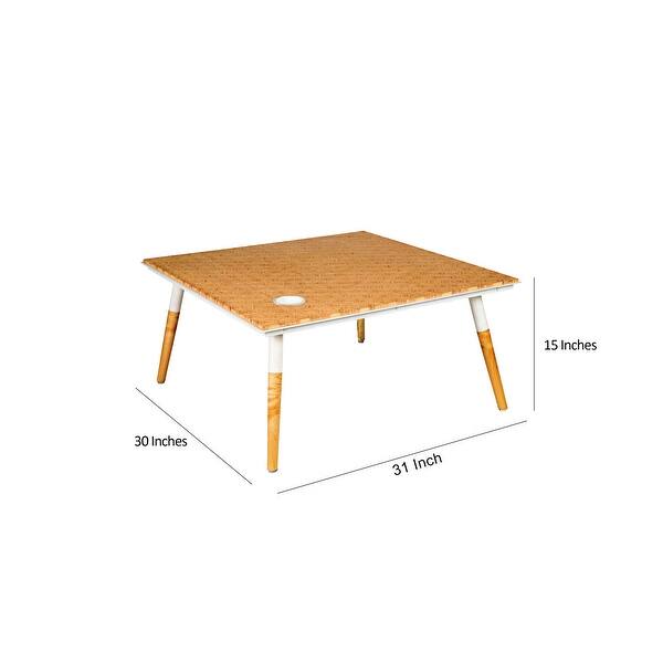 Paige 31 Inch Illusion Rectangular Wooden Coffee Table, Wood Brown