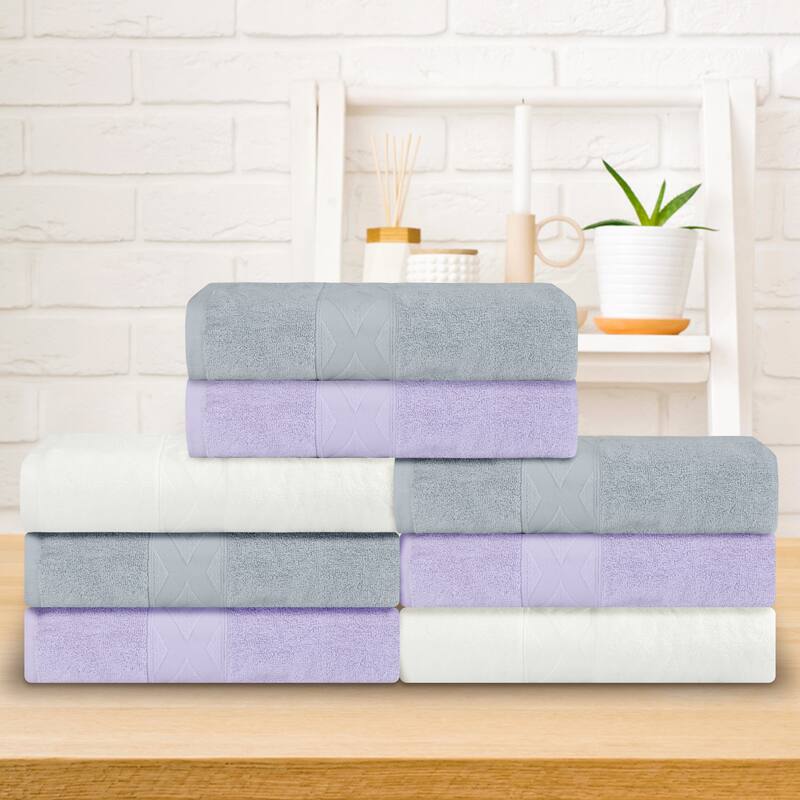 Solid Cotton Towels, 2 Piece Textured Bath Towel Set, Absorbent and Quicker Dry Large Towels for Bathroom 28" x 56"