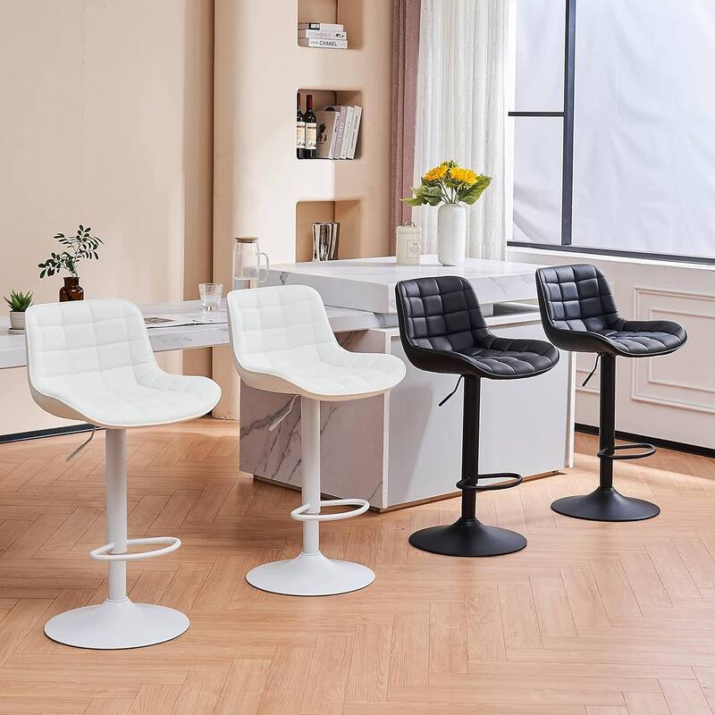 Modern Adjustable Swivel Bar Stools Counter Height Set of 2
