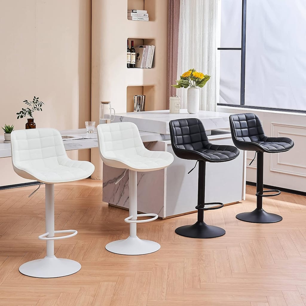Modern Adjustable Swivel Bar Stools Counter Height Set of 2
