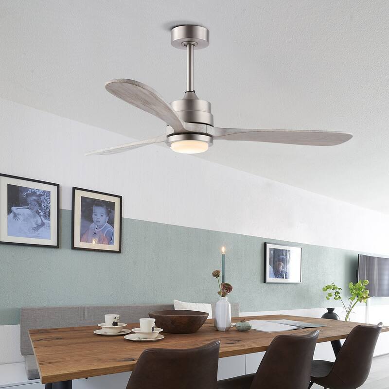 GetLedel 52" Solid Wood 3-Blade LED Ceiling Fan with Remote and Light