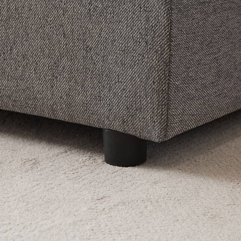 100.2" Linen L-Shaped Sectional Sofa with Ottoman & Lumbar Pillows