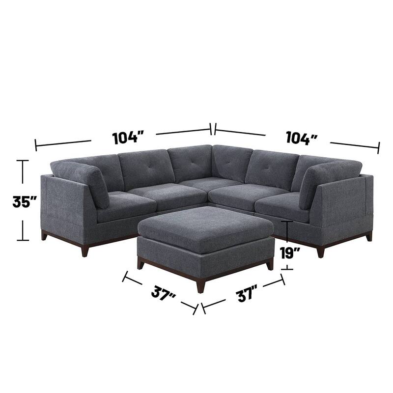 6 Piece Chenille Modular Setional
