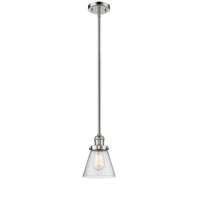 Innovations Lighting Small Cone Single Light 6" Wide Mini Pendant with - Polished Nickel / Seedy