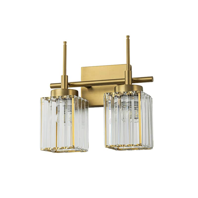 Modern Gold Dimmable Wall Light Glam Cylinder Bathroom Crystal Vanity Light Wall Sconces