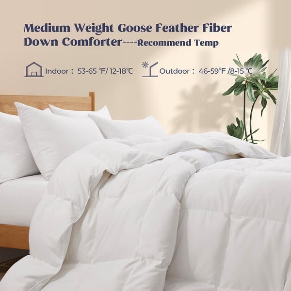 Medium Warmth All Season White Goose Feather Down Comforter Duvet Insert