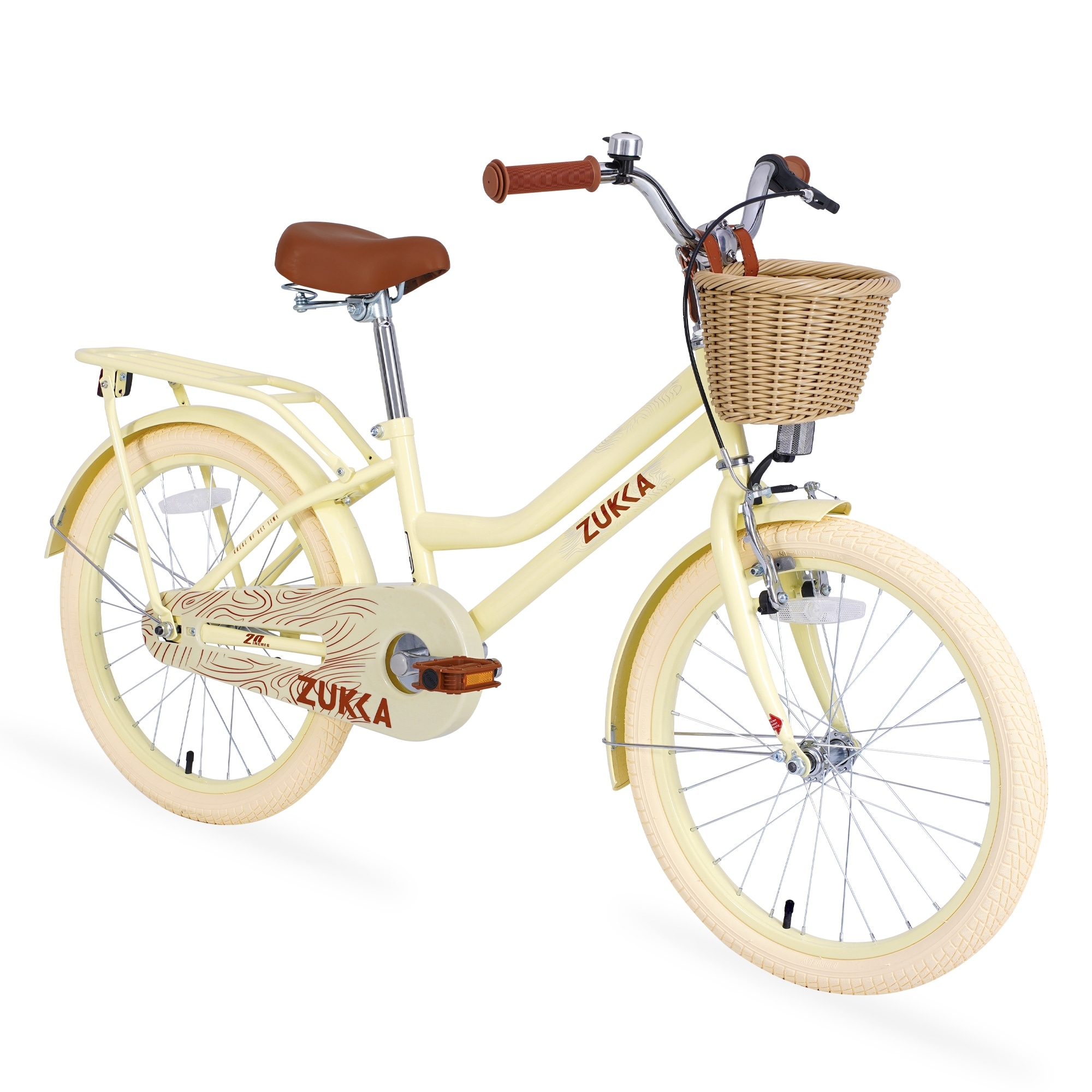 Yellow Girls Bike Outdoor Bikes Leisure Bikes with Basket for 7-10