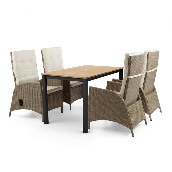 Mackay Outdoor 5Piece Dining Set with 59" Teak Table and Recliners On Sale Bed Bath