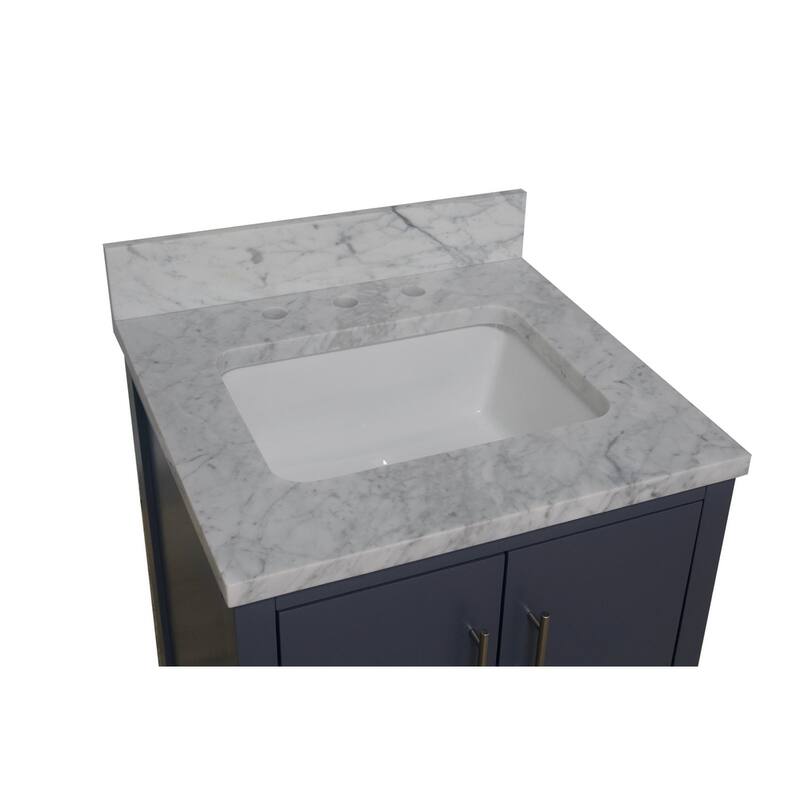 KitchenBathCollection California 24" Bathroom Vanity with Carrara Marble Top