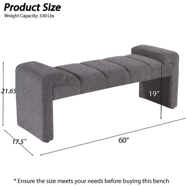 dimension image slide 5 of 10, Boucle Bedroom Bench with Channel Tufted Modern Entryway Bench Window Bench End of Bed Bench