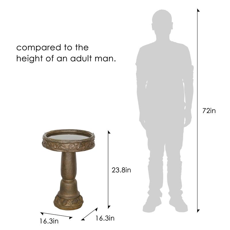 23.8" H Outdoor Concrete Bird Bath - Perfect for Adding Interest to Garden, Patio, Backyard, Porch and Deck