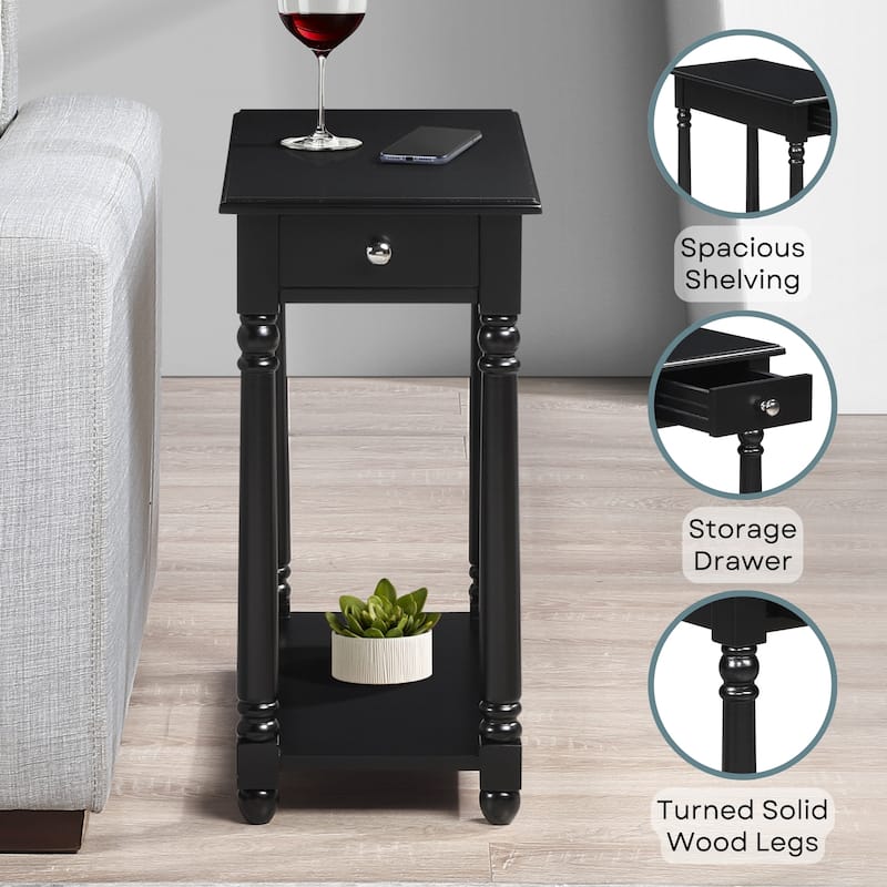Convenience Concepts French Country Regent 1 Drawer Chairside End Table with Shelf