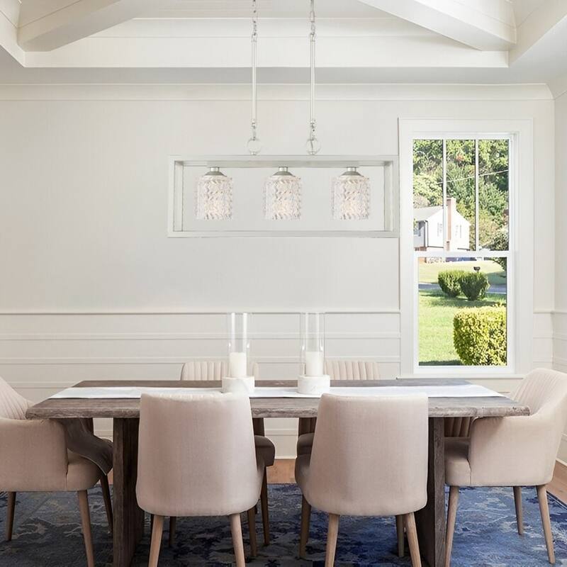 Moulins 3-ight Linear Modern Farmhouse Rectangle Chandelier with UL Certified - 25in