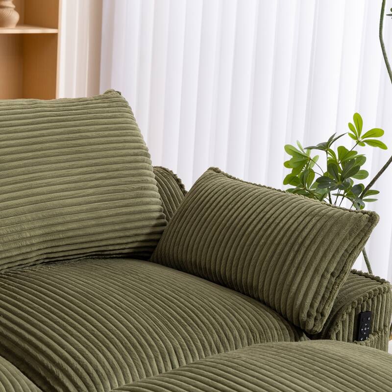 103" L-Shaped Corduroy Boneless Sectional Sofa with Movable Ottoman