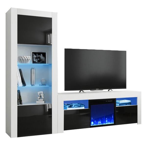 Shop Milano Set 145ef Bk Electric Fireplace Modern Wall Unit