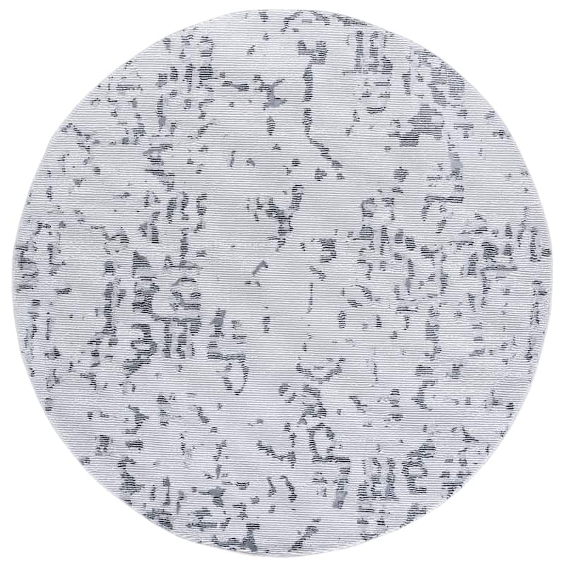 SAFAVIEH Slate Milana Modern Abstract Rug - 6'7" Round - Grey/Dark Grey