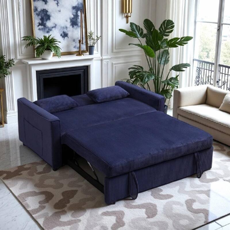 Corduroy Futon Sofa Bed - 3-in-1 Convertible Sleeper