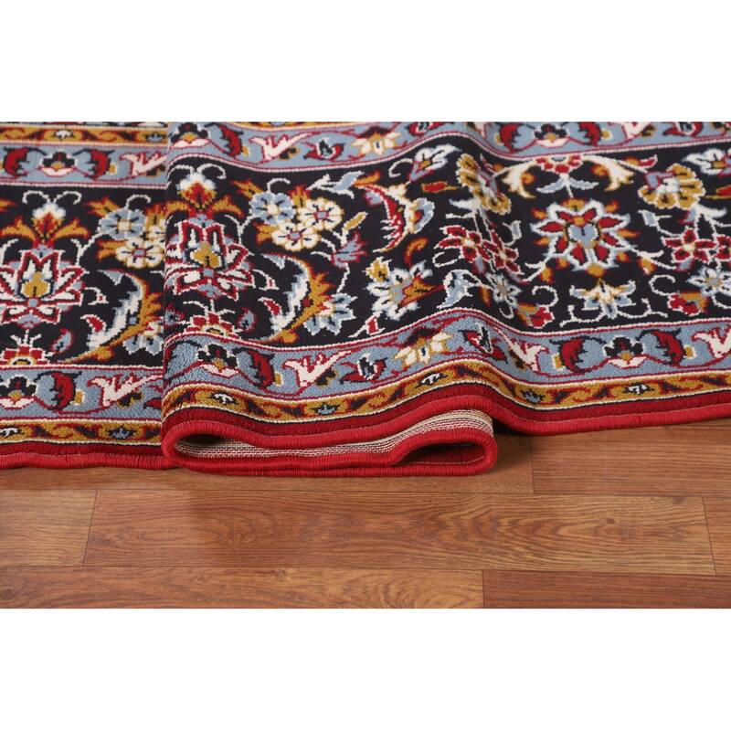 Traditional Red Kashan Turkish Area Rug Floral Machine-Made Carpet - 9'8" x 12'9"