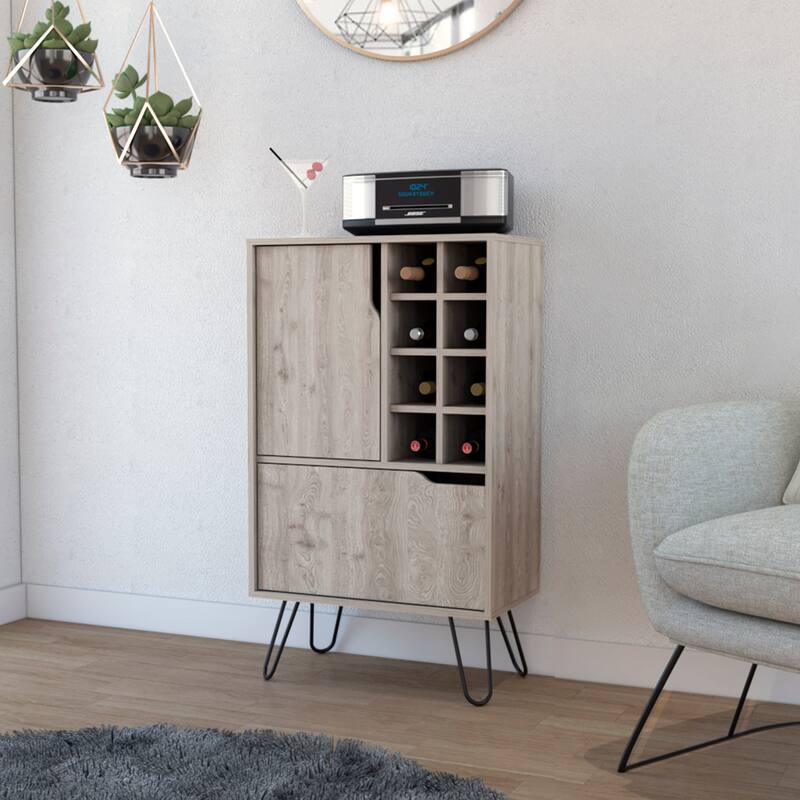 Thorndike 8-Bottle Rectangle Bar Cabinet White - White