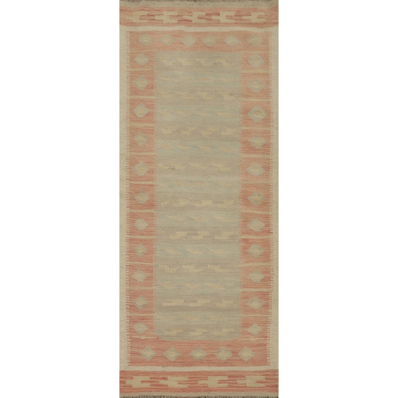 Hand Woven Oriental 100% Wool Carpet Southwestern Tribal Multi-Colored Kilim Runner Rug - 6' 2'' X 2' 3''