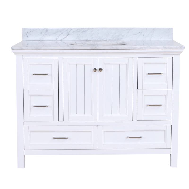 KitchenBathCollection Paige 48" Bathroom Vanity with Carrara Marble Top