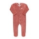 preview thumbnail 6 of 5, Ely's & Co. Velour Embroidered Bird & Butterfly Footie Collection Dark Pink - 1 Months