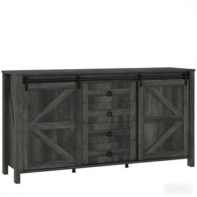 Farmhouse Sideboard with Sliding Barn Doors