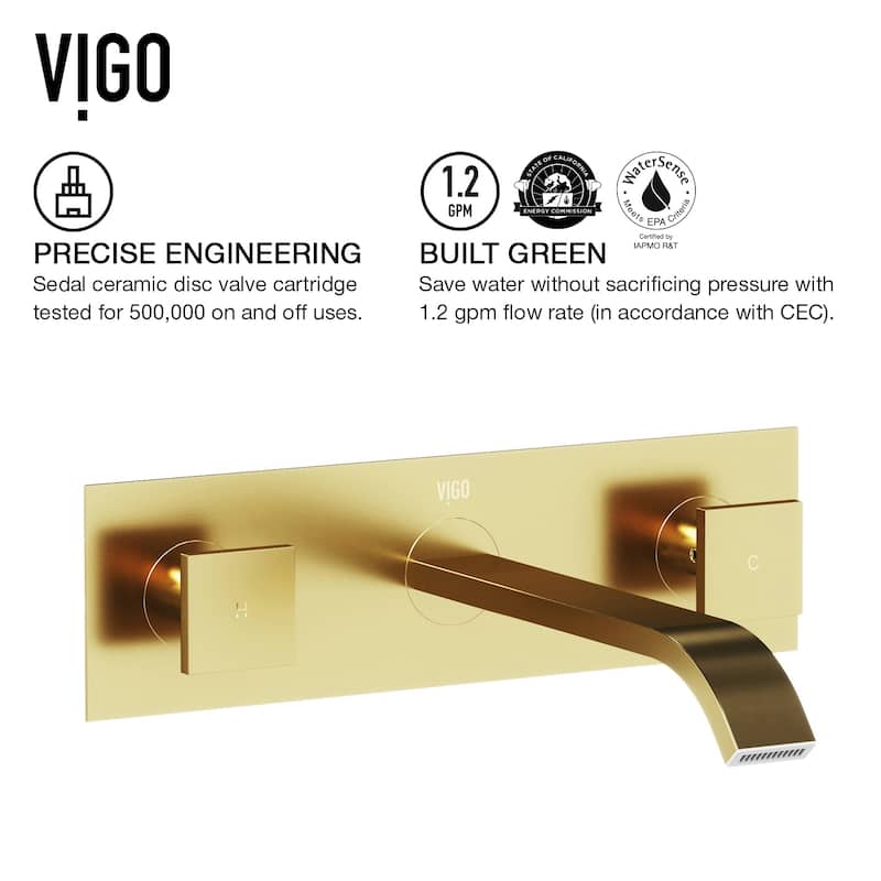 VIGO Titus 3" H 2-Handle Wall Mount Bathroom Faucet