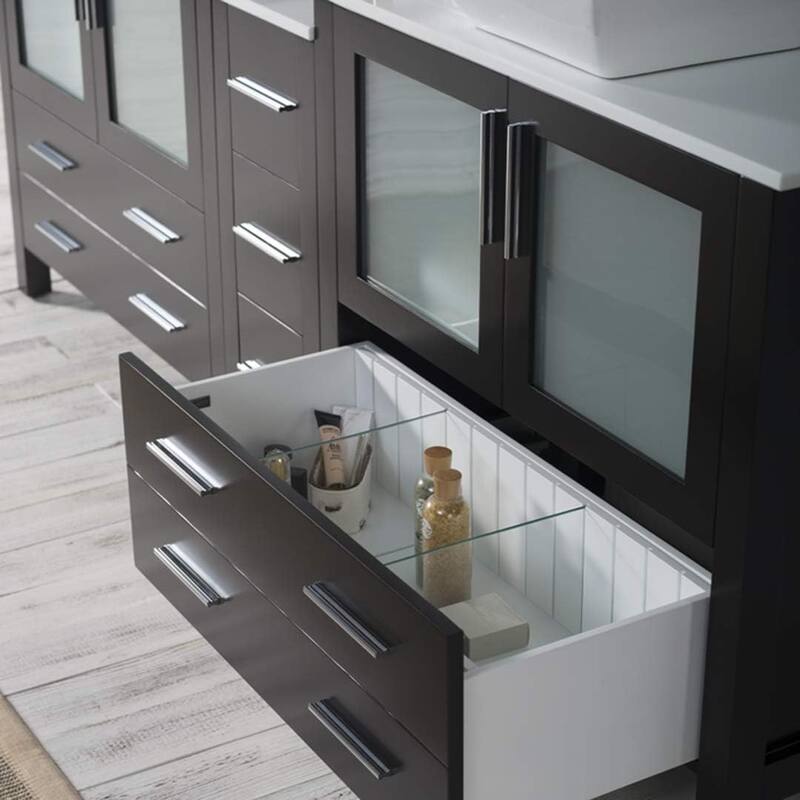Blossom Sydney 84" Double Sink Vanity with Side Cabinets & Mirrors