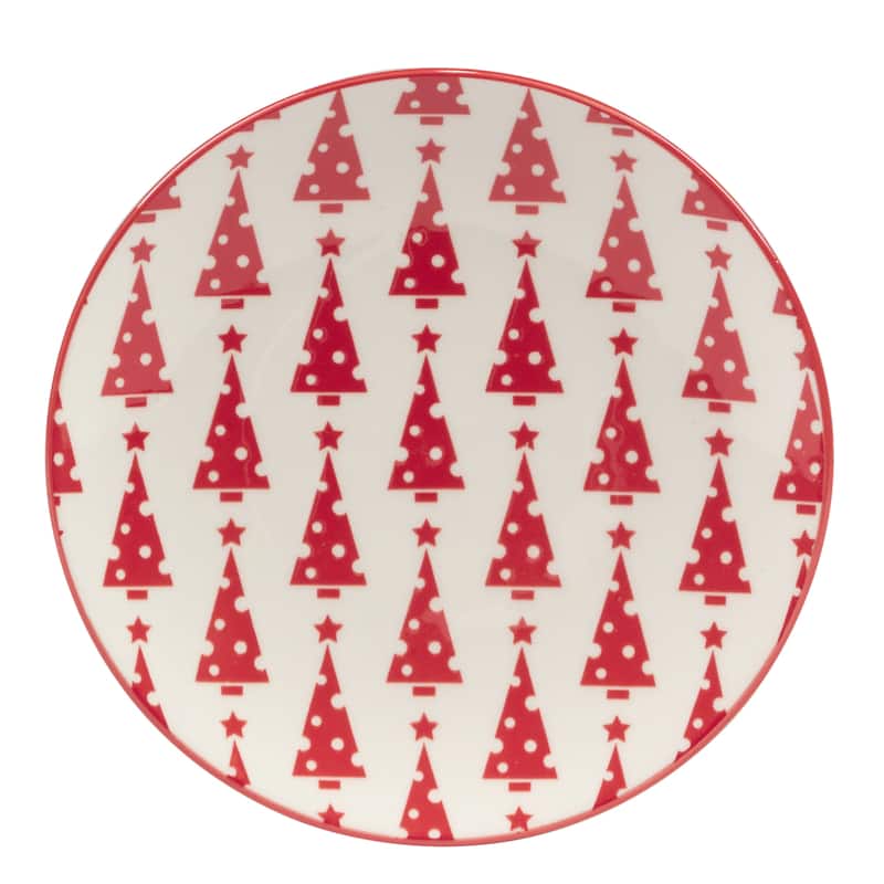 Certified International Peppermint Candy 6" Luncheon/Canape Plates, Set of 6 Assorted Designs - 6-inch