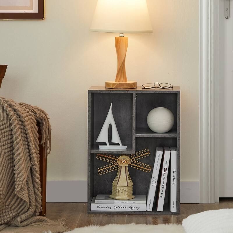 3 Cubes Wood Bookcase 3-Tier Bookshelf Storage Shelf