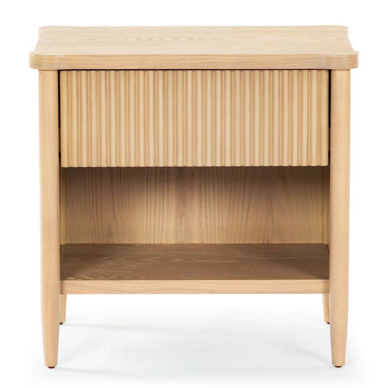 SAFAVIEH Couture Shelbie 1-Drawer Reeded Nightstand, Fully Assembled - Oak