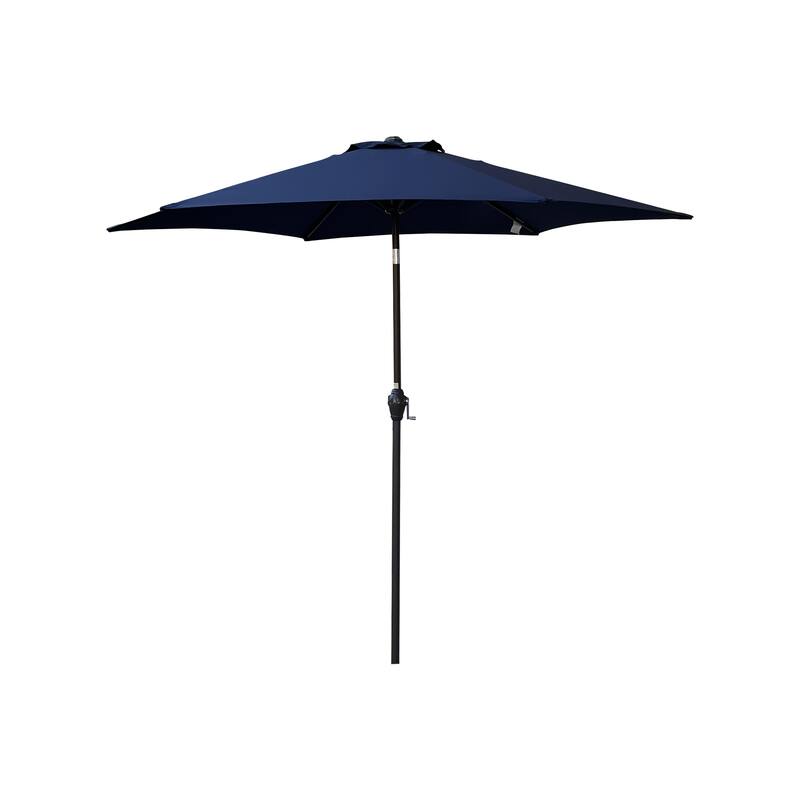 Navy Blue Patio Umbrella with Push Button Tilt and Crank System, Wind Vent, Sturdy Steel Construction