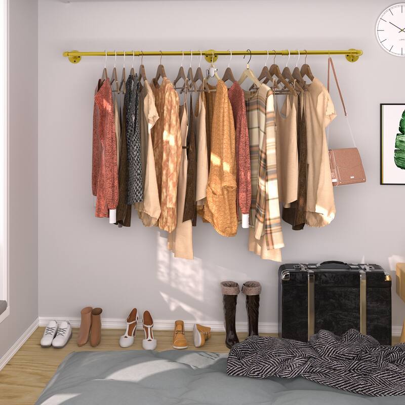 70.8'' Long Industrial Pipe Wall Mounted Clothes Rail Rack Hanging Bar