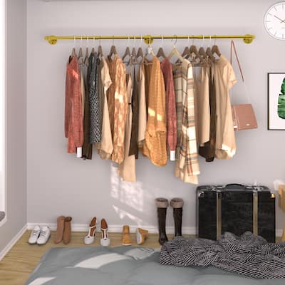 70.8'' Long Industrial Pipe Wall Mounted Clothes Rail Rack Hanging Bar