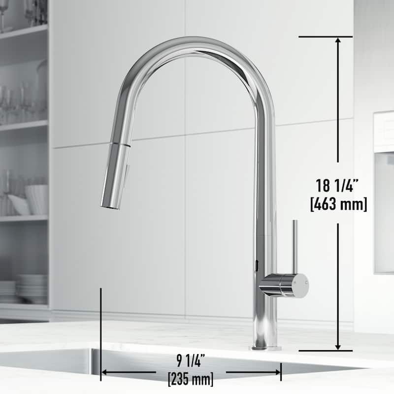 VIGO Greenwich 18" H Single Handle Pull-Down Sprayer Kitchen Faucet with Touchless Sensor