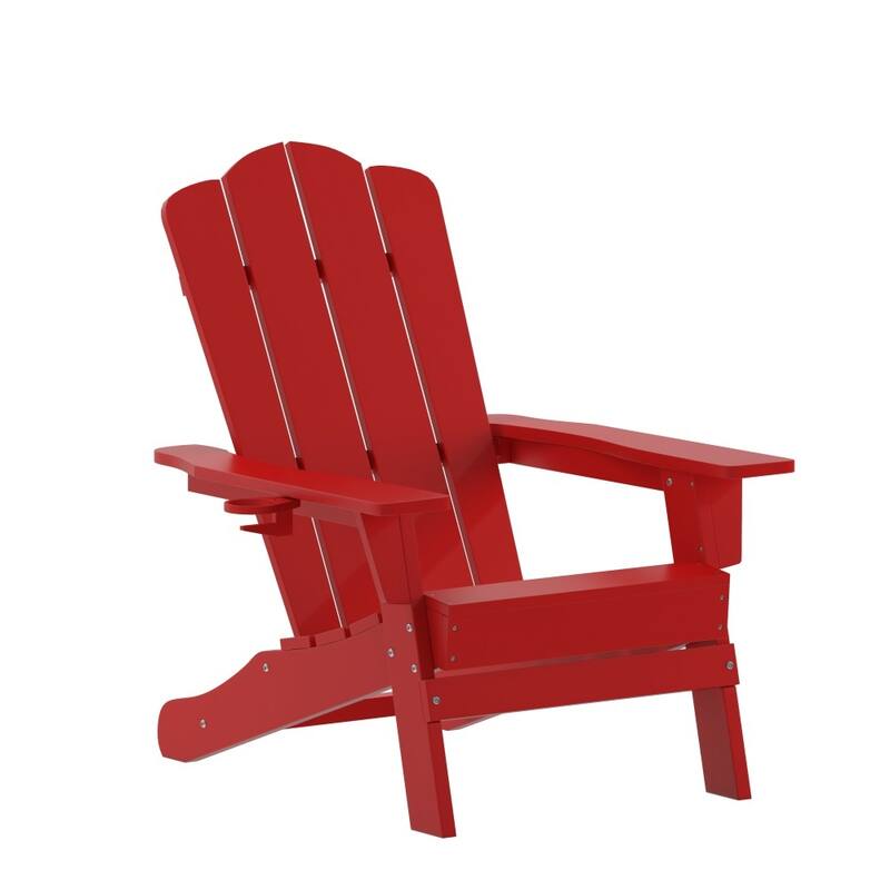 Commercial Grade All-Weather Adirondack Chair with Swiveling Cupholder