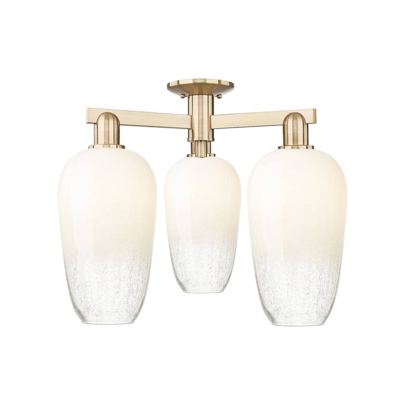 Innovations Lighting 716-3F-17-25 Brookhaven Flute Semi-Flush - Champagne Bronze / Opal