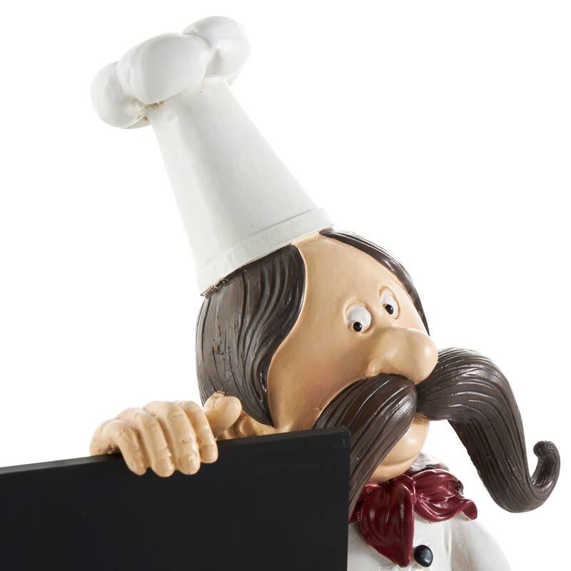 Black Polystone Chef Decorative Sculpture with Chalkboard