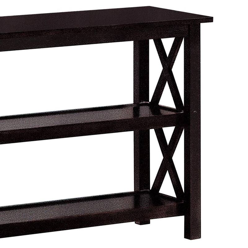 Stylish Sofa Table with X-Shaped Sides and Ample Storage, Perfect for Transitional Spaces