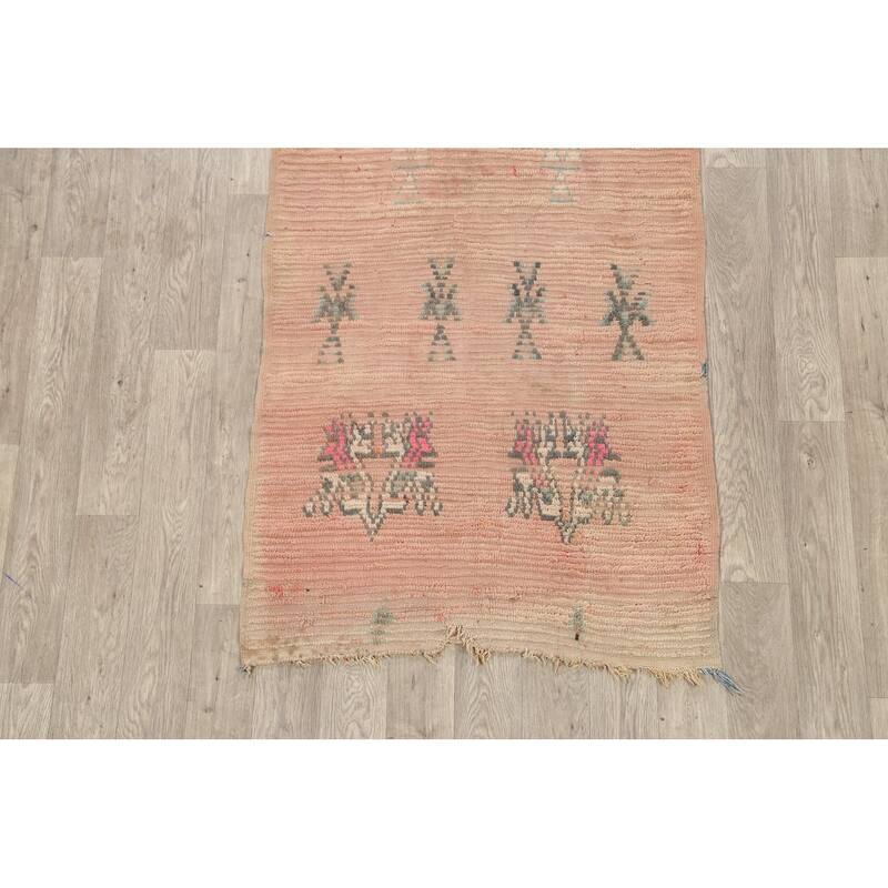 Clearance Antique Tribal Moroccan Oriental Runner Rug Wool Handmade - 3'5" x 9'4"