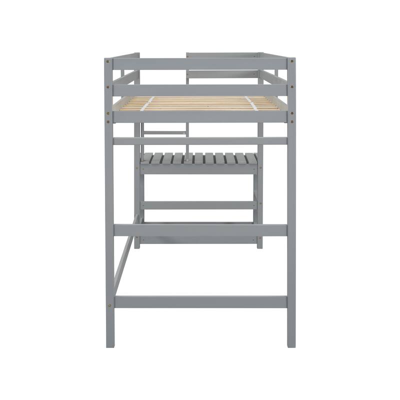 Twin High Loft Bed with Ladder landing Platform, Ladders, Guardrails