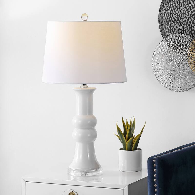SAFAVIEH Lighting Desanka 26" Table Lamp (Set of 2) - 14" W x 14" D x 26" H - 14"W x 14"D x 26"H - Ivory (Single)