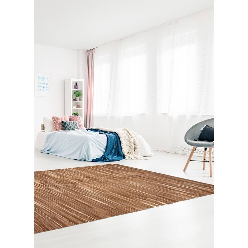 ECARPETGALLERY Flat-Weave Boho Khaki Wool Kilim - 5'11 x 9'2