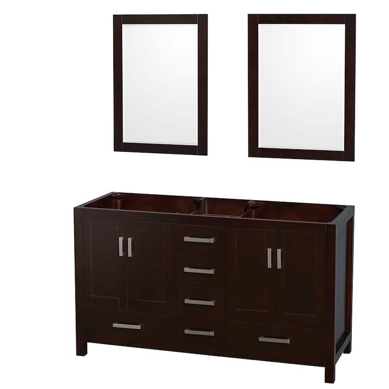 Wyndham Collection Sheffield 60" Hardwood Vanity Cabinet and Two 24" - Espresso - Espresso Finish